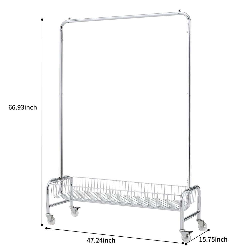 Garment Rack with Basket on Wheels