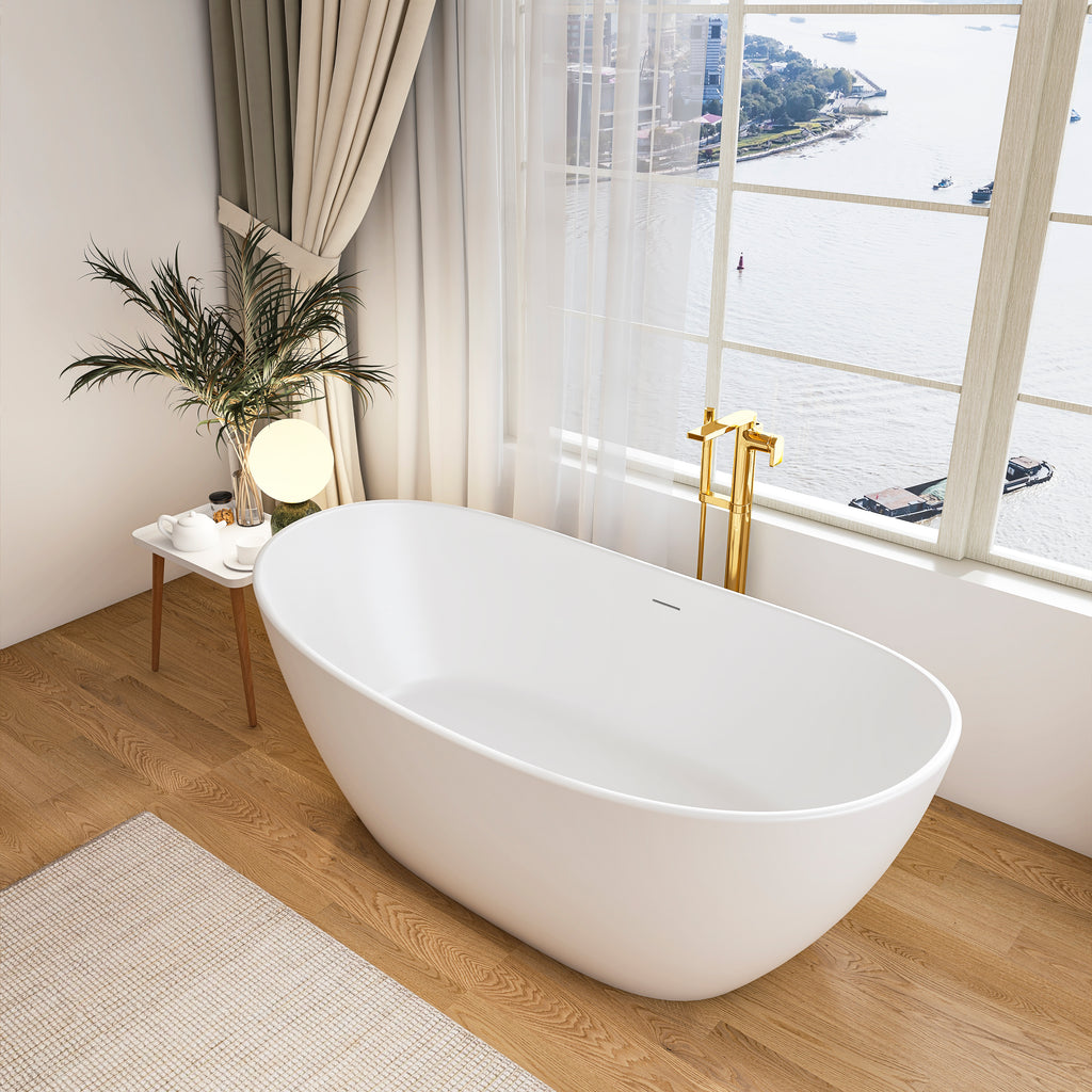 73 Inch Artificial Stone Solid Surface Freestanding Bathtub