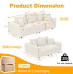 82.7" Plush Corduroy 3-Seat Sofa