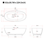 63'' Freestanding Bathtub