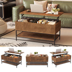 Lift Top Coffee Table 39.4 Inch Rectangle - Farmhouse Style