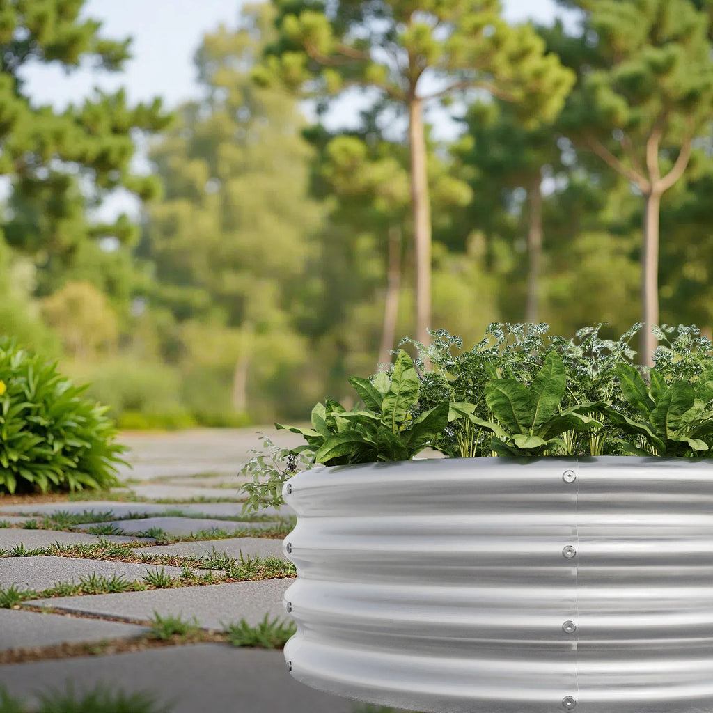 2-Piece 32.08" Tall Round Metal Raised Garden Bed