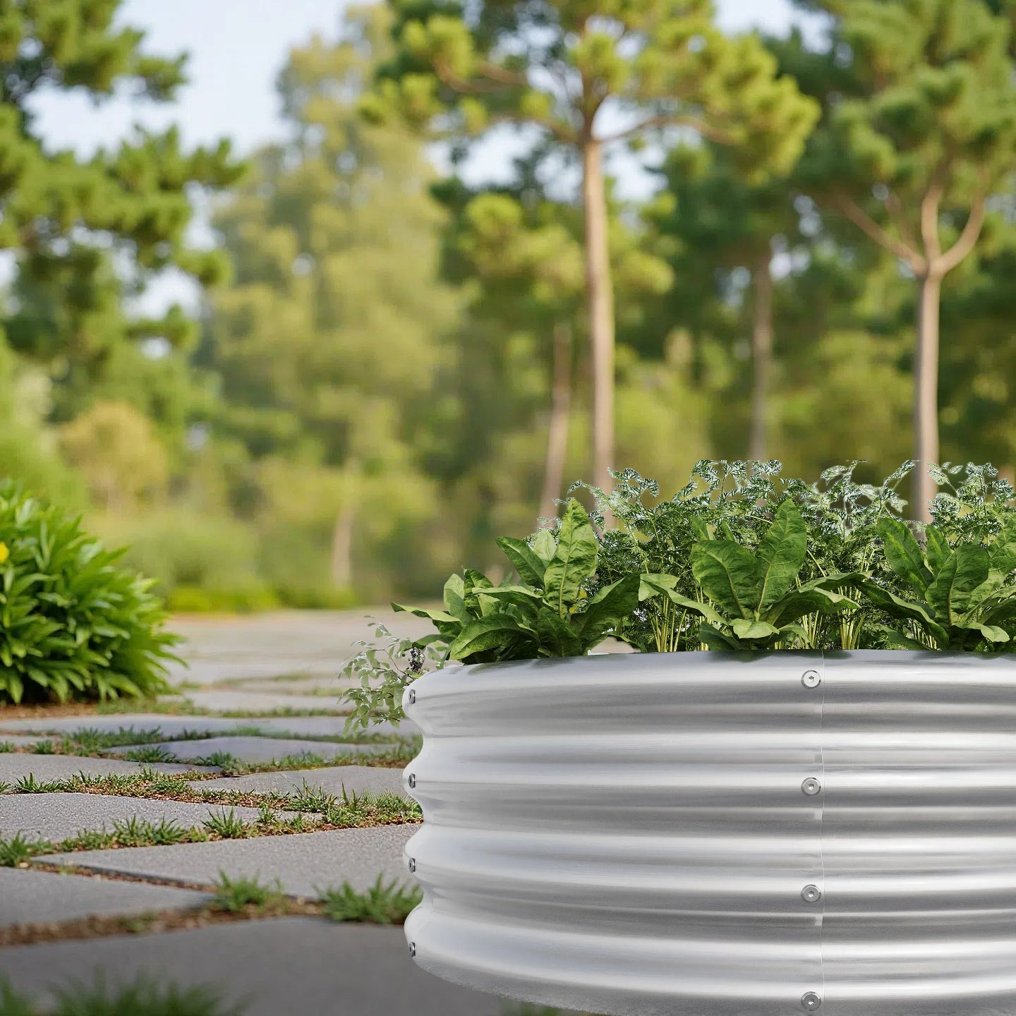 2-Piece 32.08" Tall Round Metal Raised Garden Bed