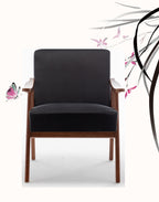 Accent Chair with Velvet Upholstery and Solid Wood Frame