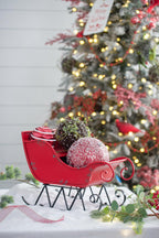 14.5x10x11"H Iron Red/Black Sleigh Small Christmas Decoration