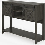 46" Modern Farmhouse Entryway Table with Storage & Sliding Barn Door, Dark
