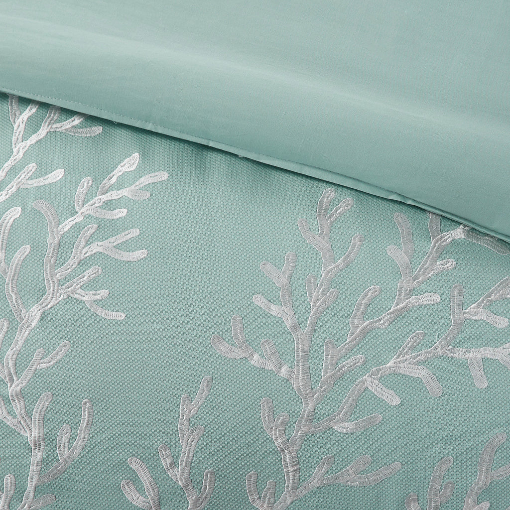 Oversized Cotton Jacquard Comforter Set Aqua Cal King