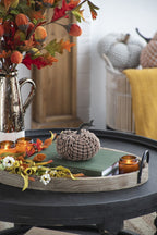 Set of 3 Chenille Weighted Pumpkins - Dark