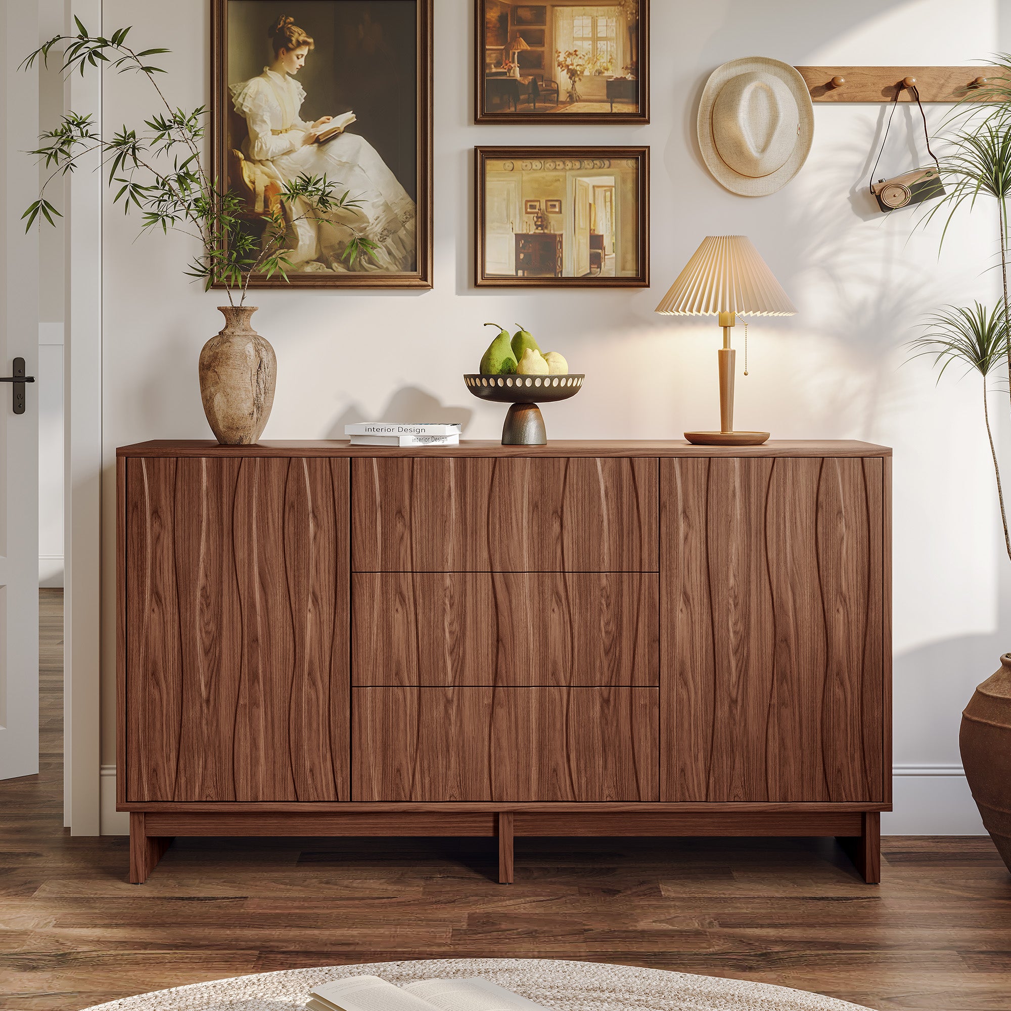 59.1" Buffet Sideboard with 2 Doors and 3 Drawers