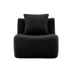 Armless Sofa With Pillow - Teddy Fabric in Black