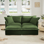 Slipcovered 2 Seater Sofa with 2 Ottomans