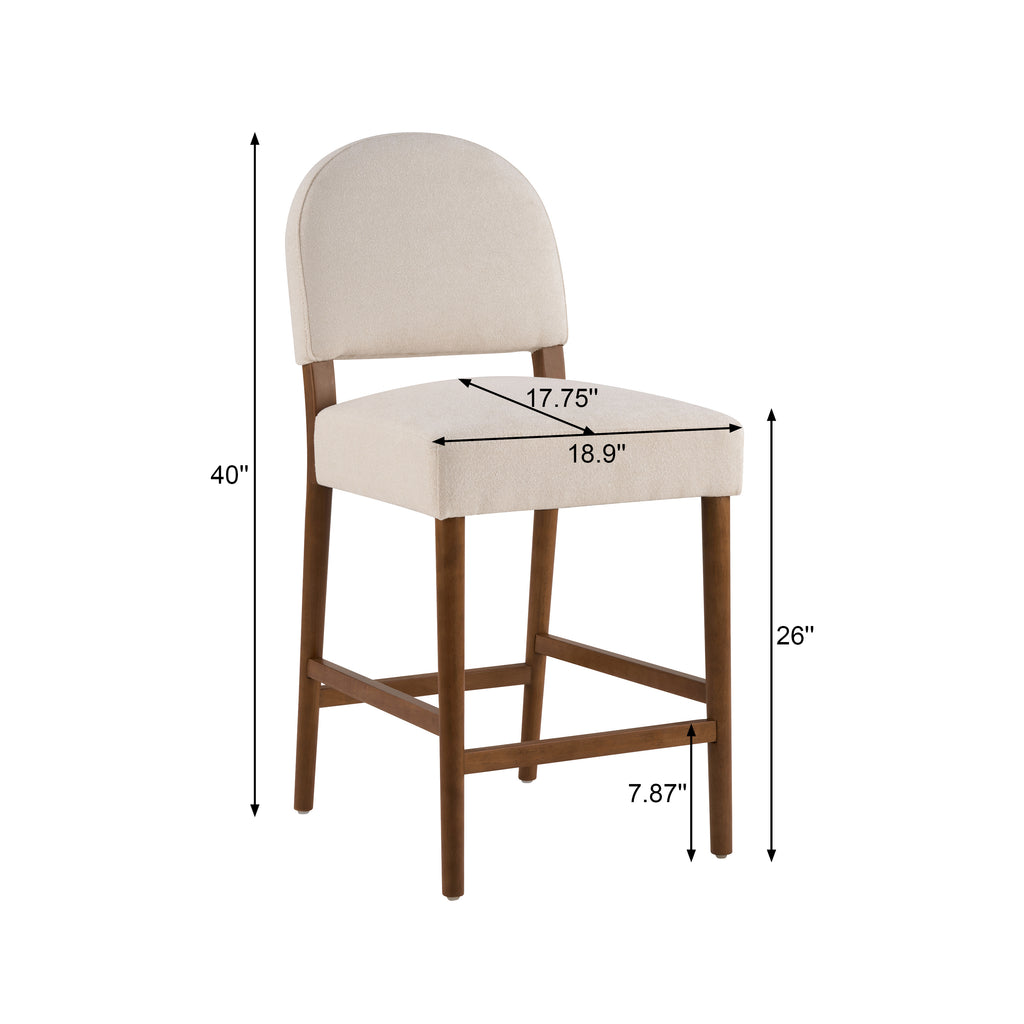 26" Seat Height Fabric & Rubberwood Bar Stool