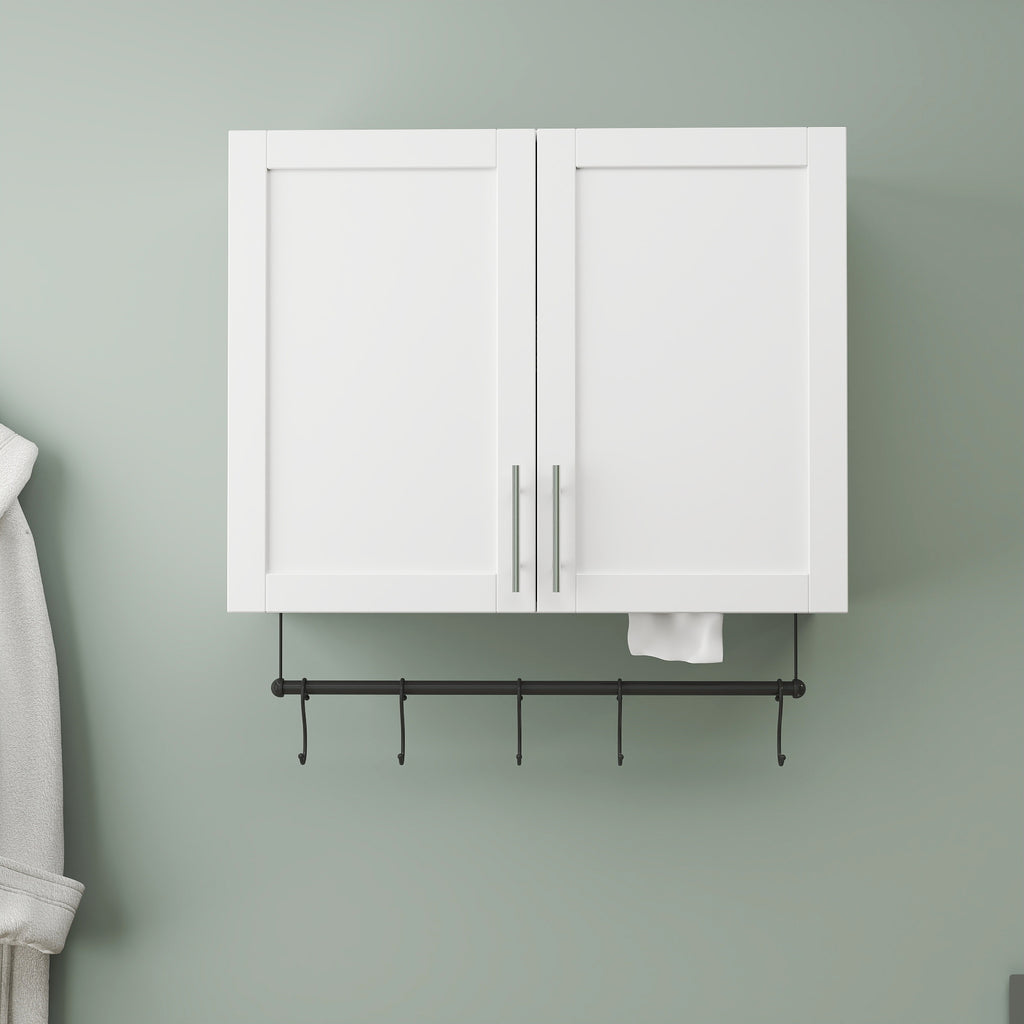 Bathroom Wall Cabinet with Adjustable Shelf and Towel Bar