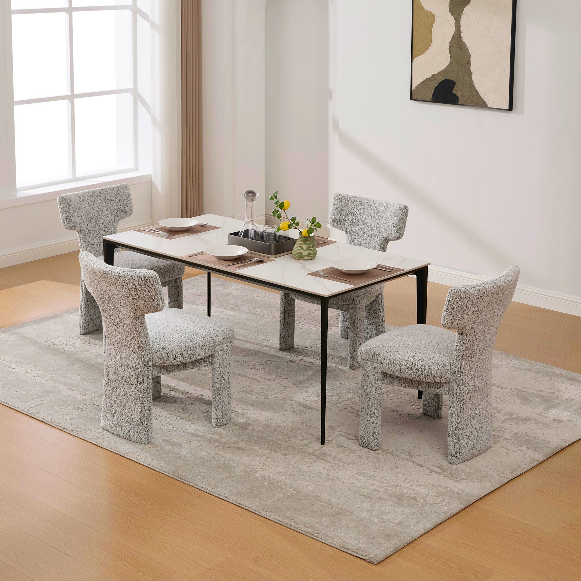 Modern Upholstered Chenille Dining Chair Set of 4