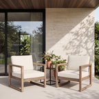 Set of 2 Outdoor Acacia Wood Patio Club Chairs