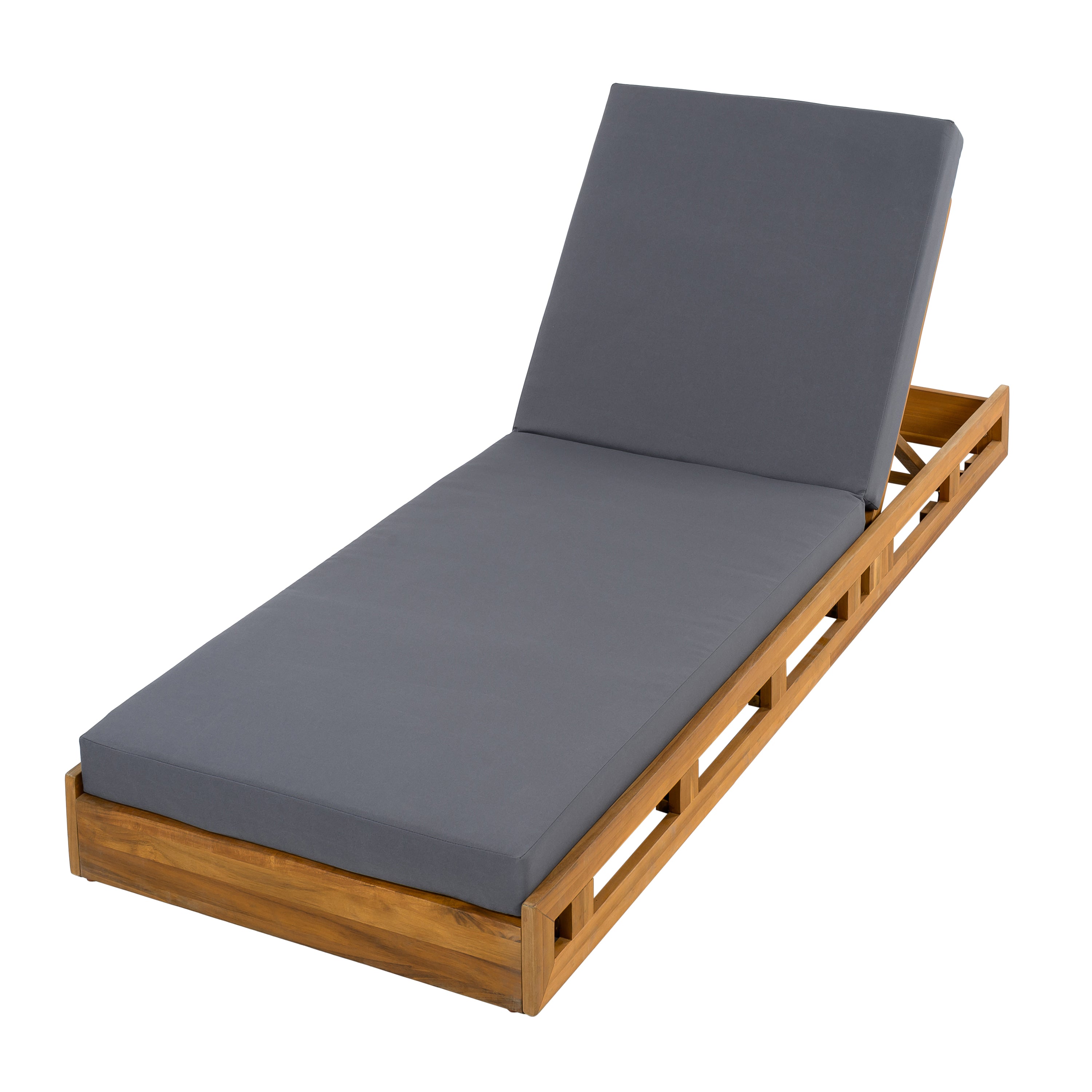 Lounge Chaise Set, Acacia Wood with Water-Resistant Lounge Cushions