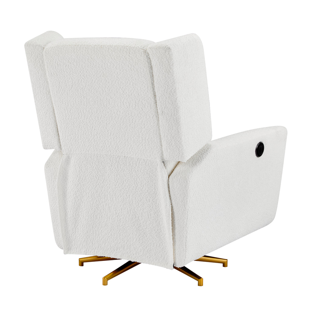 Power Recliner Chair Swivel, Boucle Upholstered