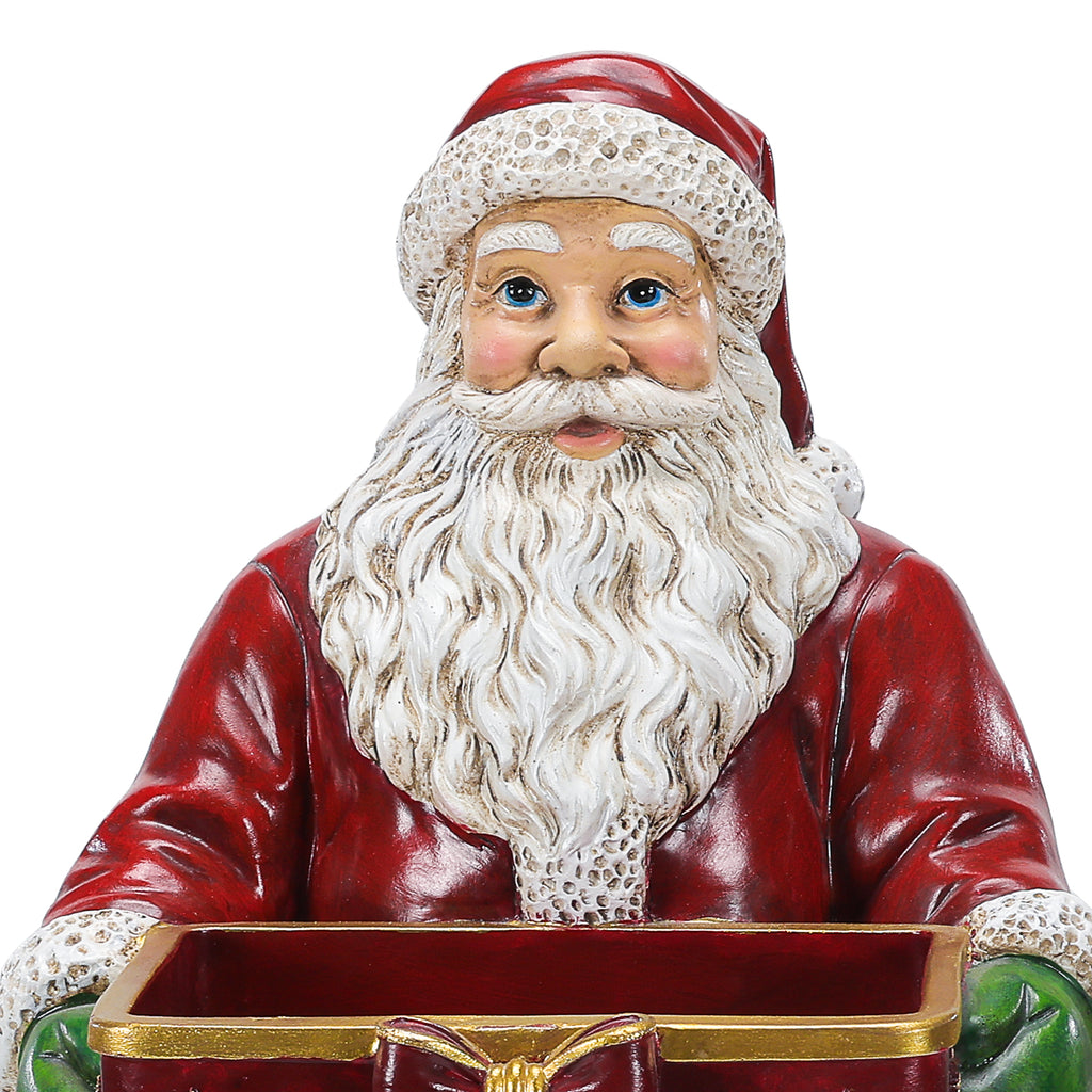 Christmas Santa Claus Statue with Storage Tray, Red and White