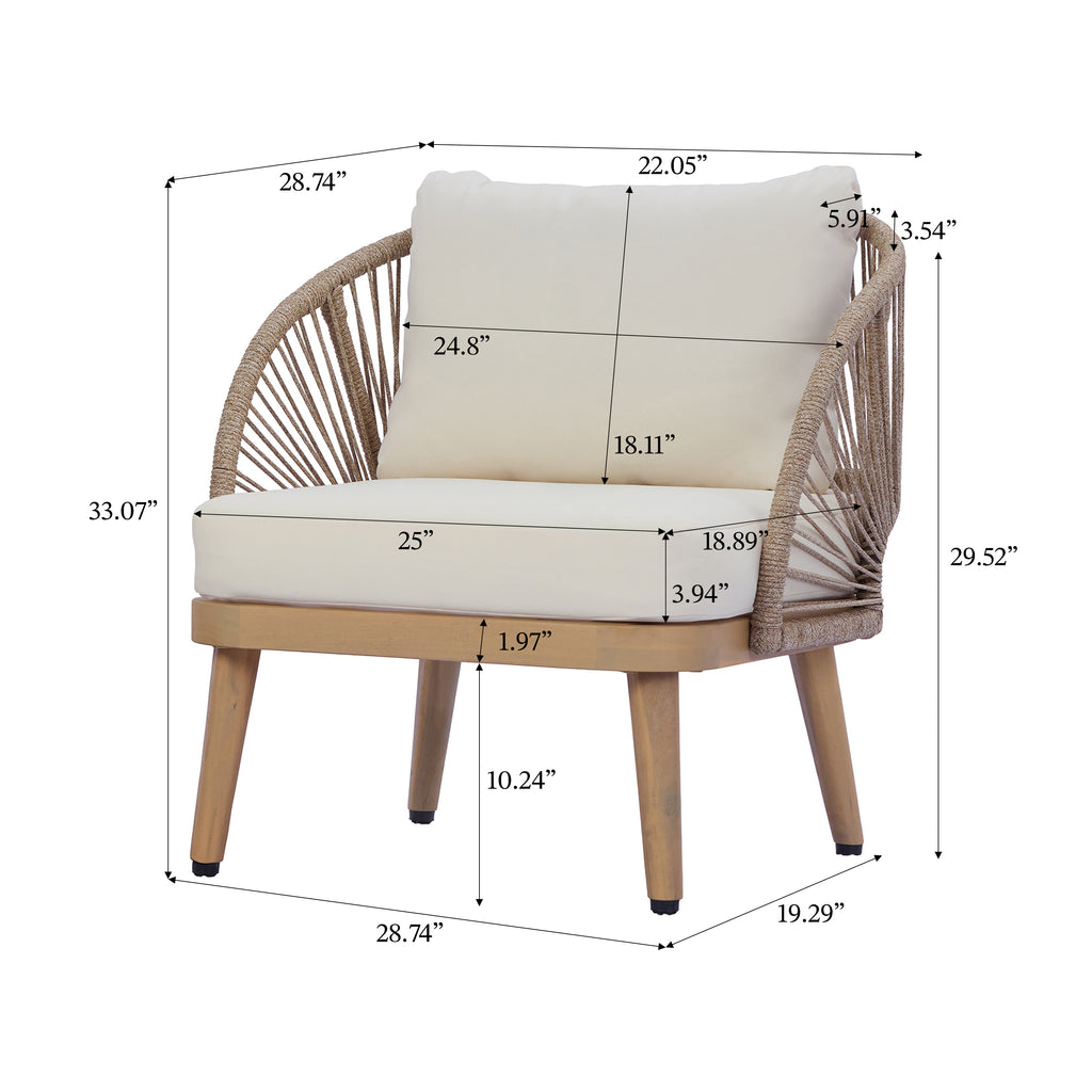 Acacia Wood Outdoor Club Chair