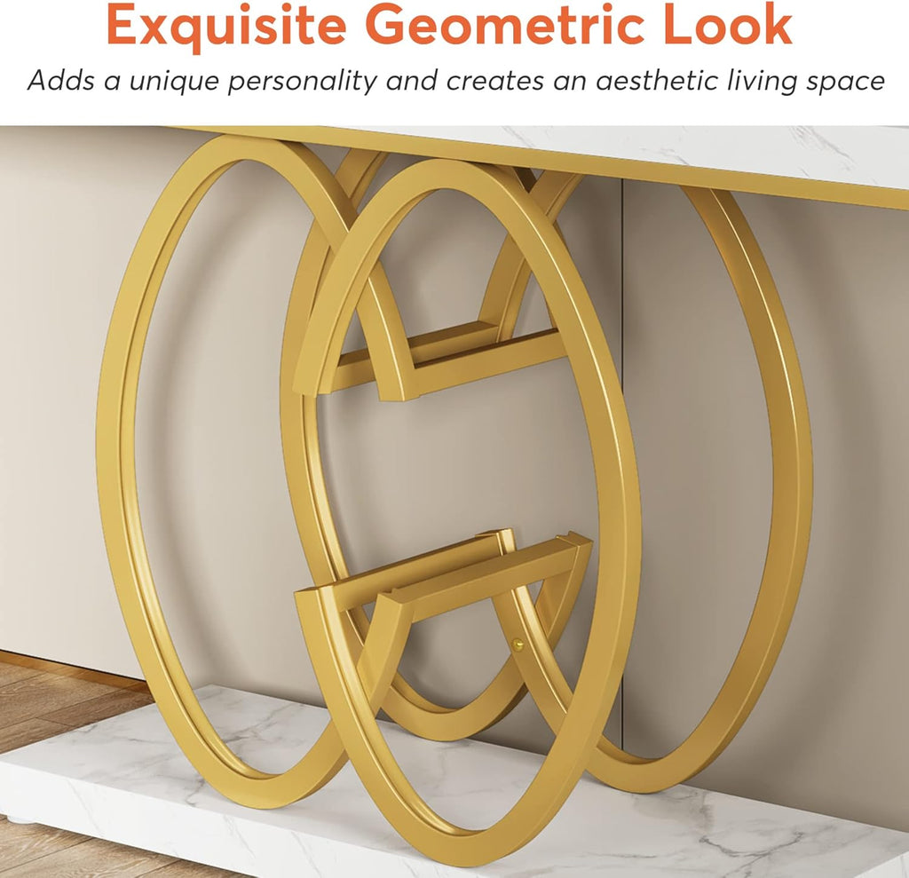 Luxurious 55" Faux Marble Console Table