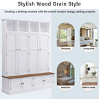 Vibe Haus 76.7''H Farmhouse Hall Tree with Bench and Cabinet