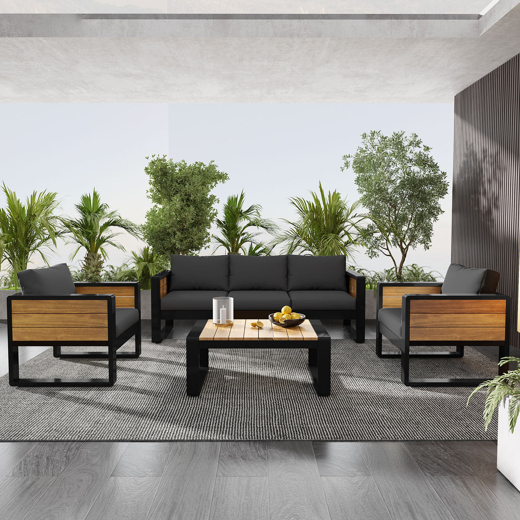 Aluminum Frame Large 4-Piece Outdoor Patio Furniture Set