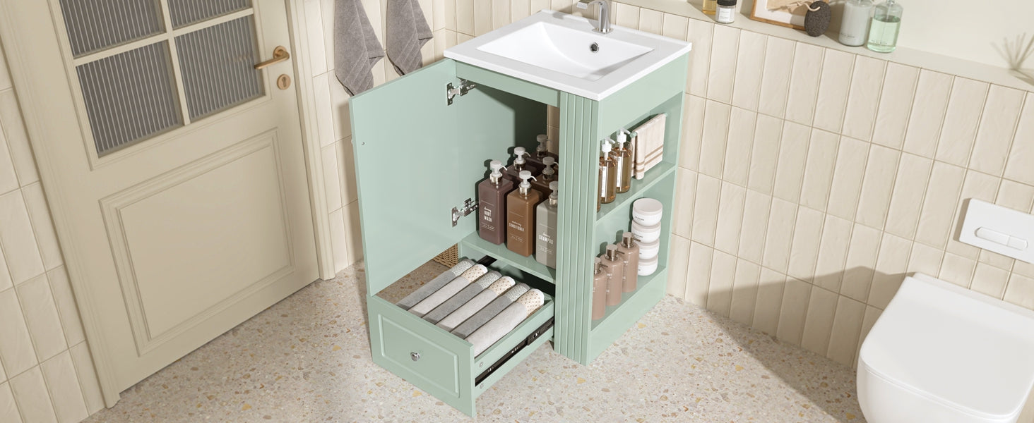 20" Freestanding Bathroom Vanity With Ceramic Sink