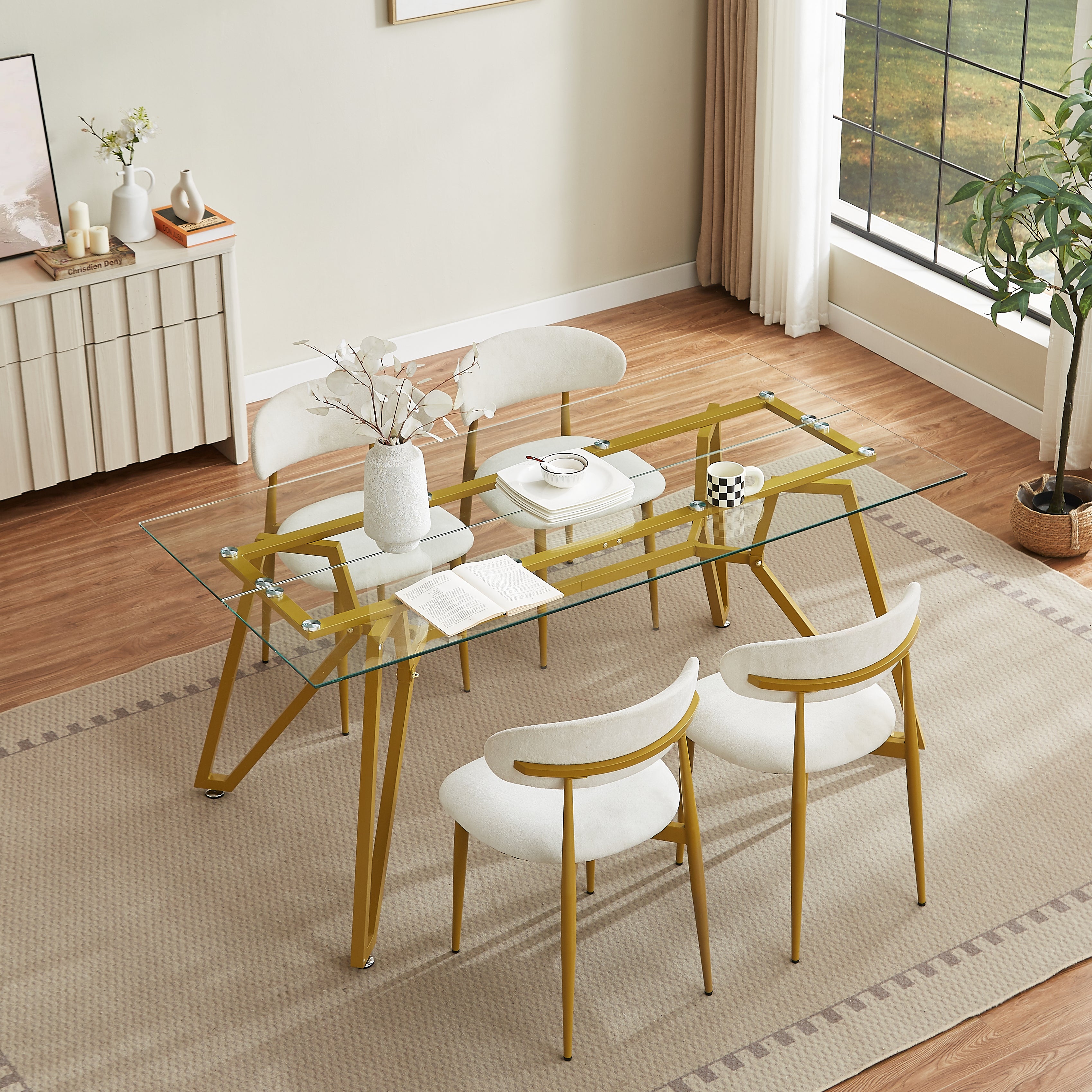 70.9-Inch Rectangular Glass Dining Table