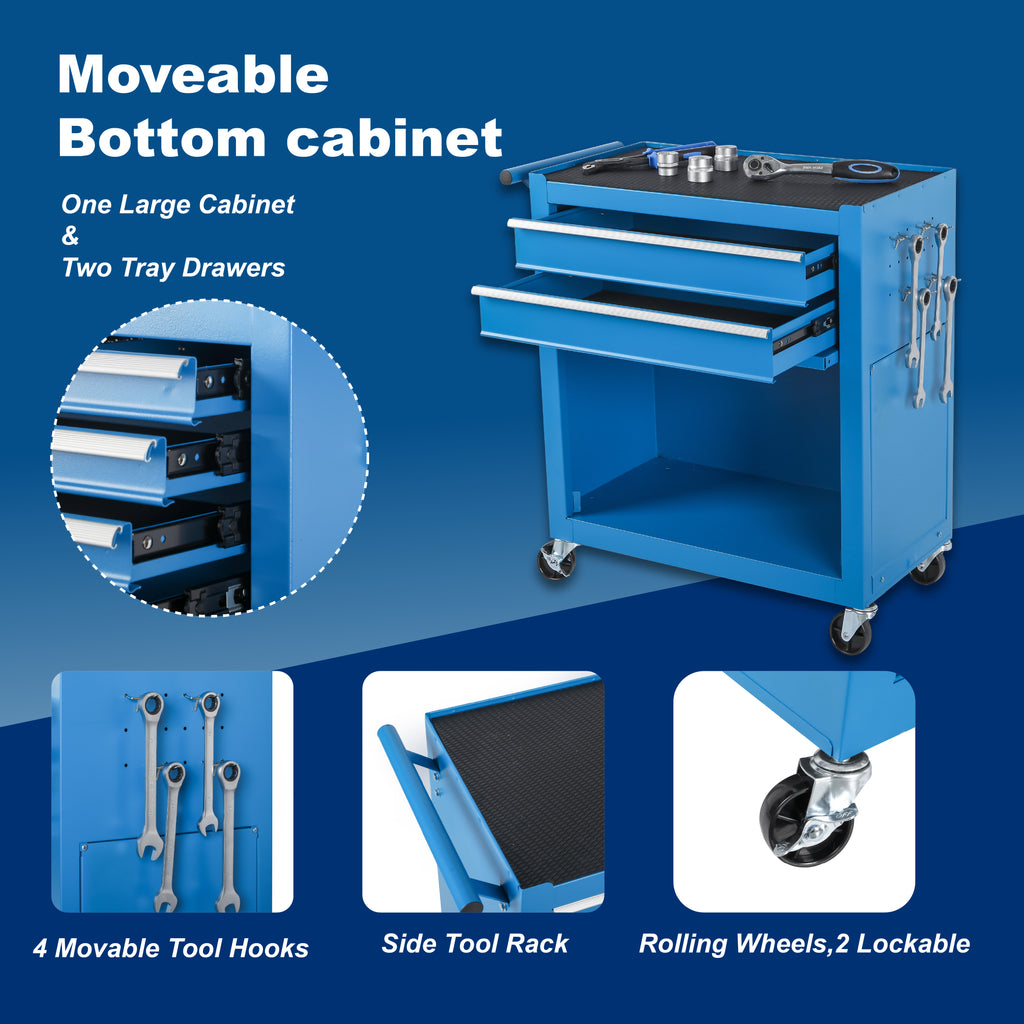 8-Drawer Rolling Tool Storage Cabinet with Detachable Top Toolbox