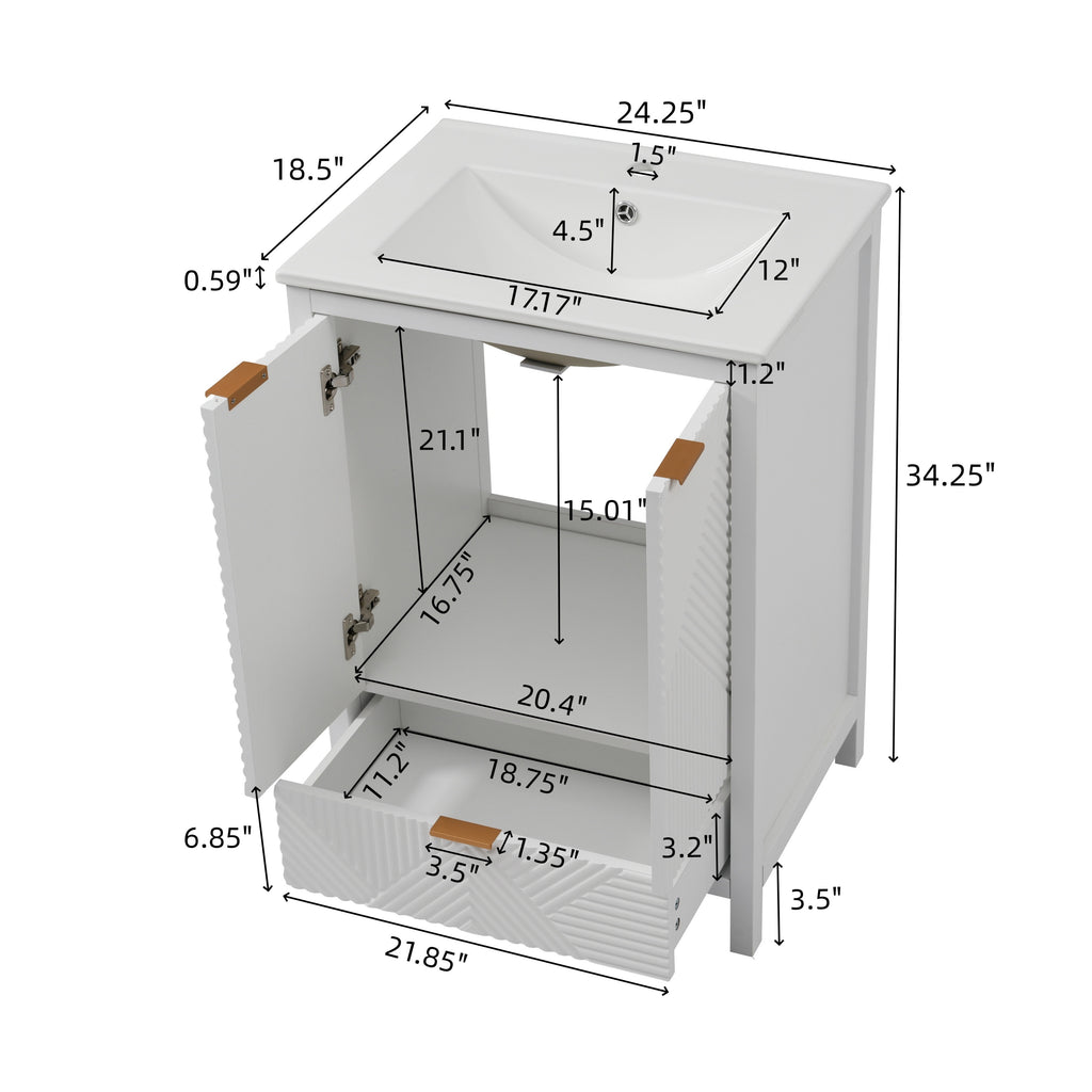 24 Inches Bathroom Vanity with Sink Combo