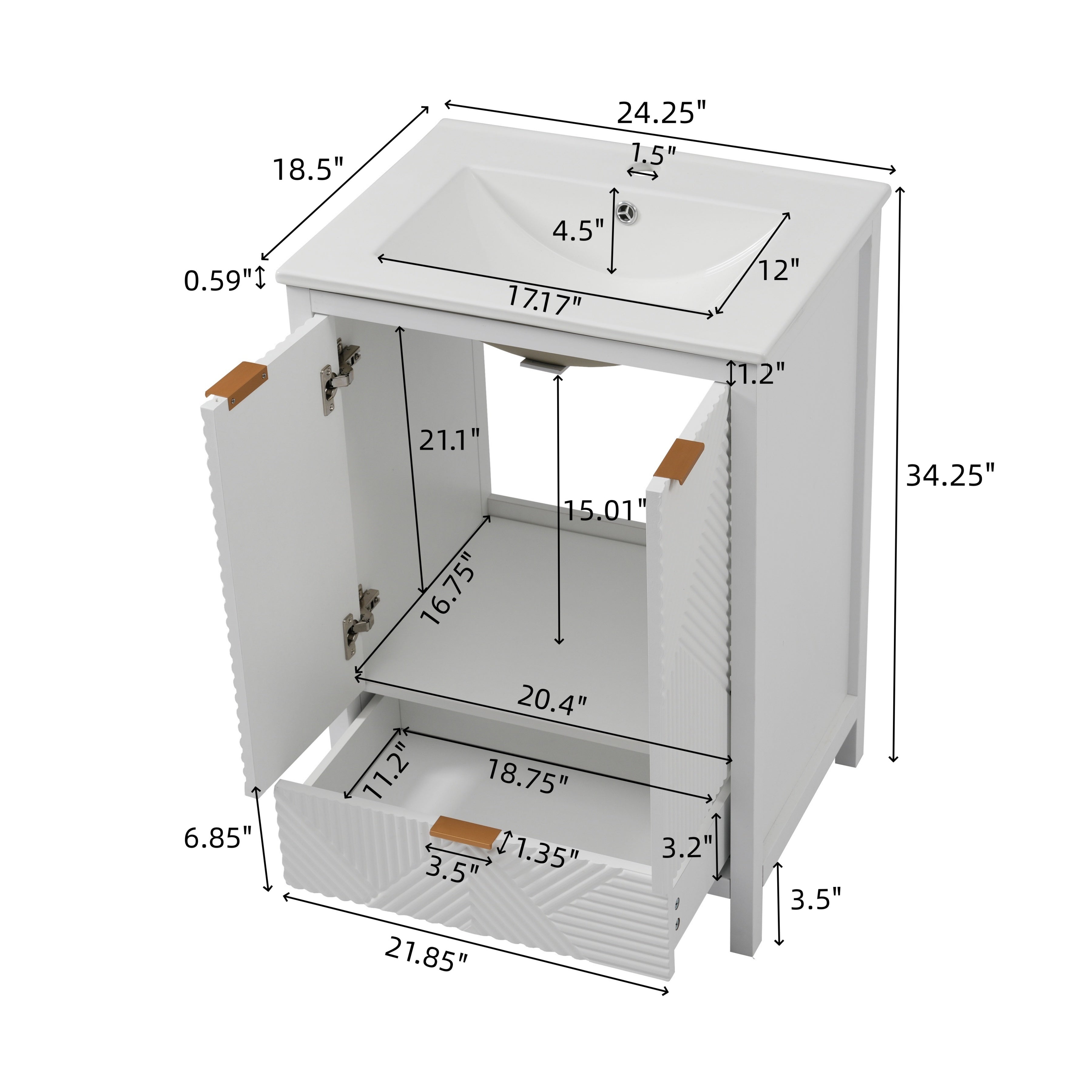 24 Inches Bathroom Vanity with Sink Combo