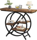 39.4" Industrial 4-Tier Entryway Console Table with Geometric Circle Frame