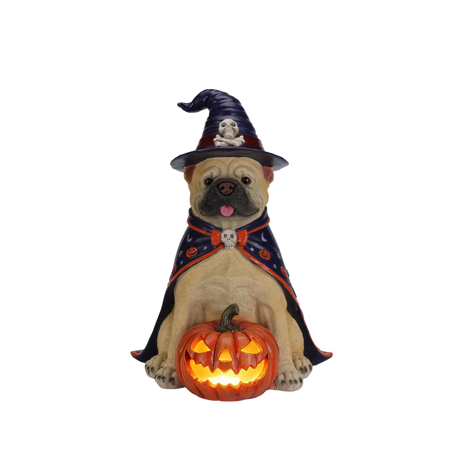 Halloween Bulldog Witch Statue