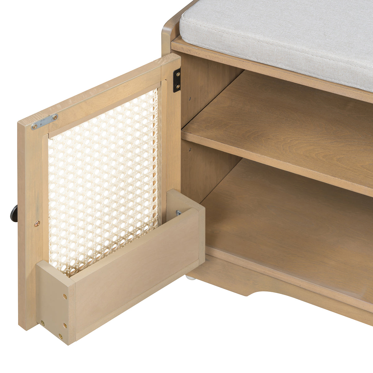 TREXM Rustic Storage Bench Multifunctional Wood Entryway Shoe Bench