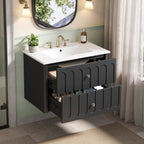 30" Modern Floating Bathroom Vanity with Oval Knobs
