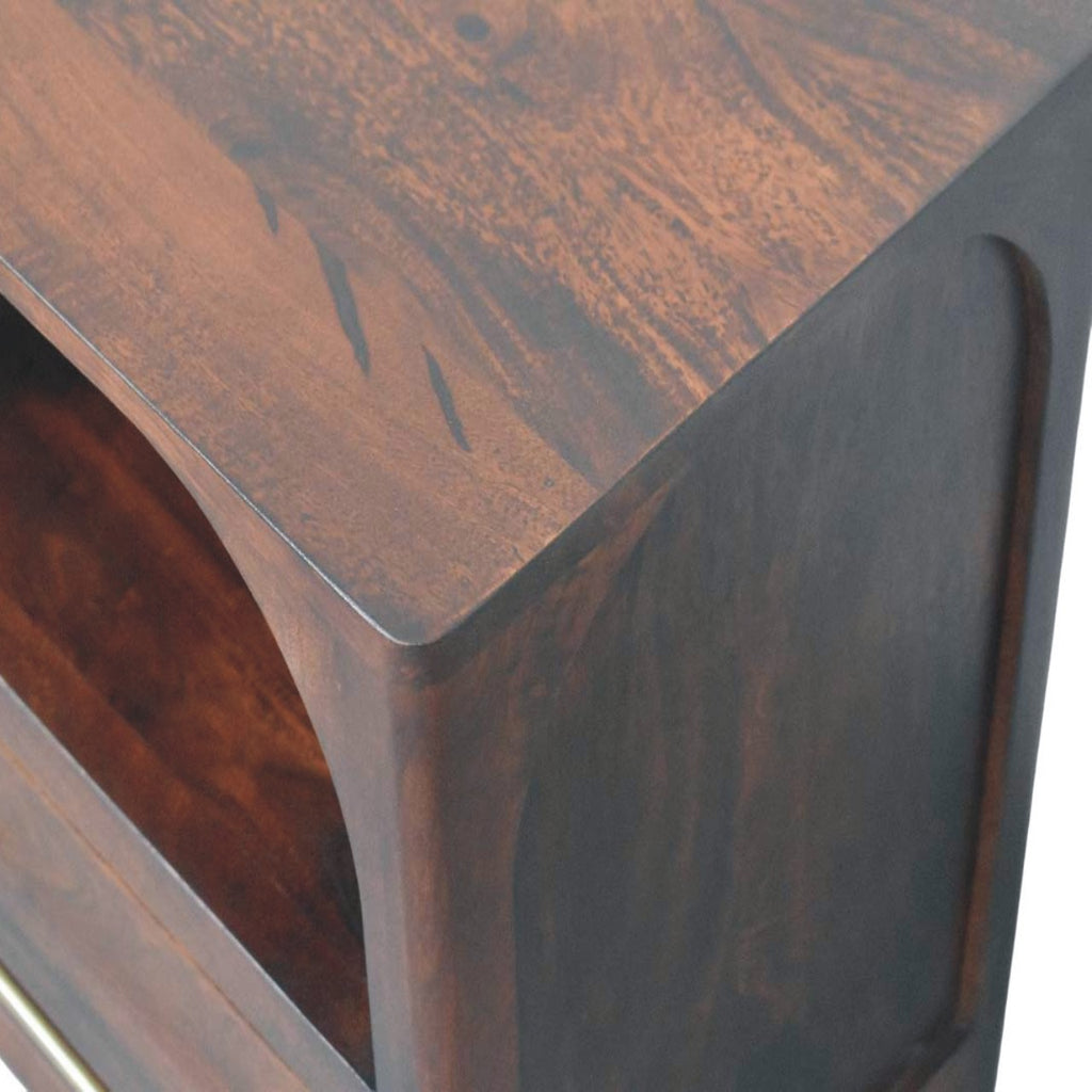 Solid Wood Arched Edge 1 Drawer Bedside Table