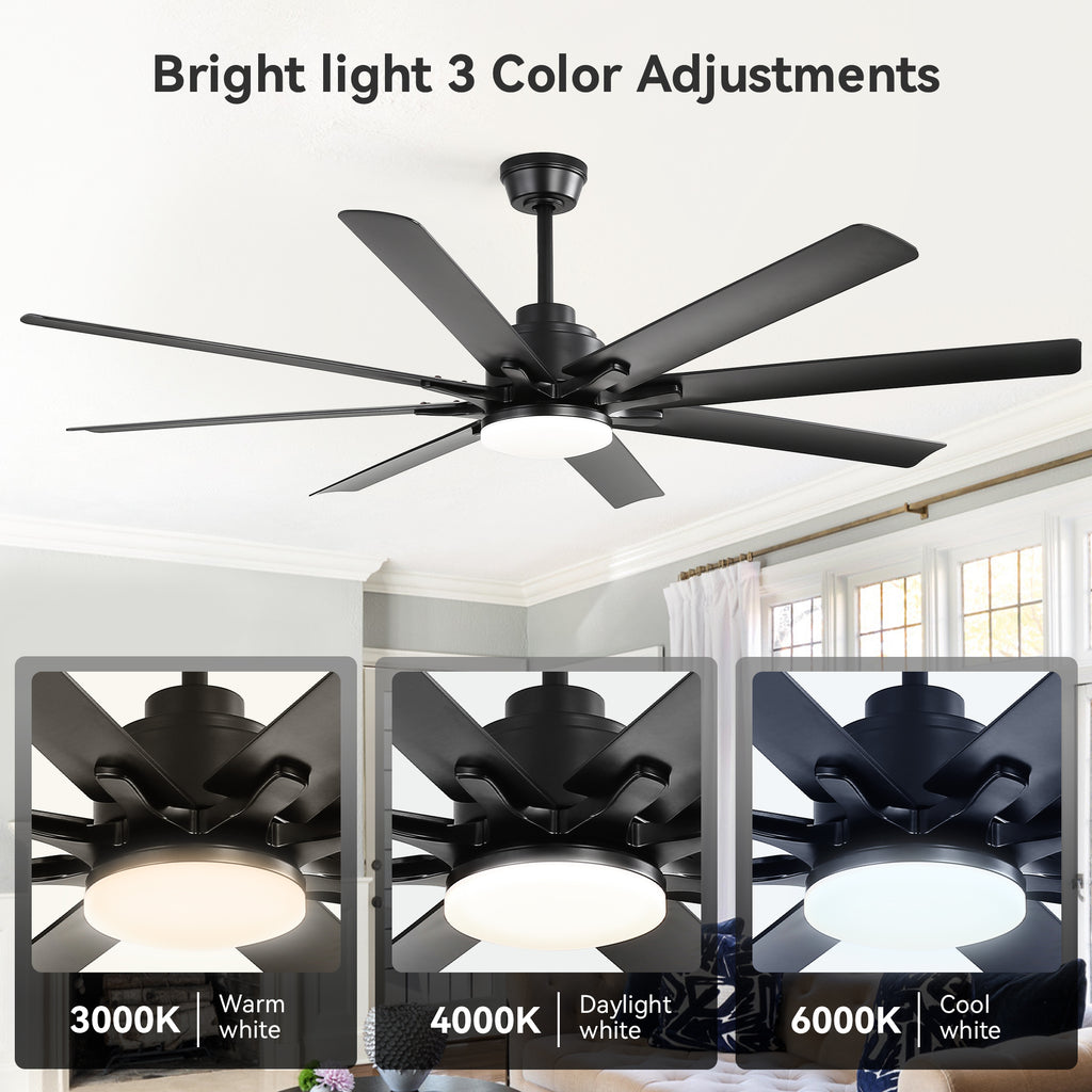 Modern 52-Inch Smart Ceiling Fan With Light