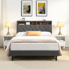 King-Size Upholstered Platform Bed Frame with Modern Button-Tufted