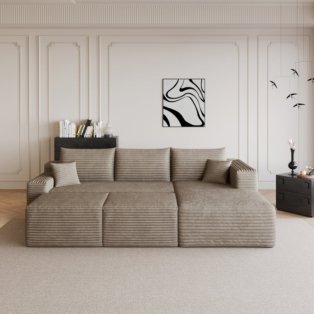 95" Cloud Sectional Sofa with Two Ottomans