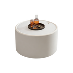 White Round Coffee Table with Tempered Glass Top