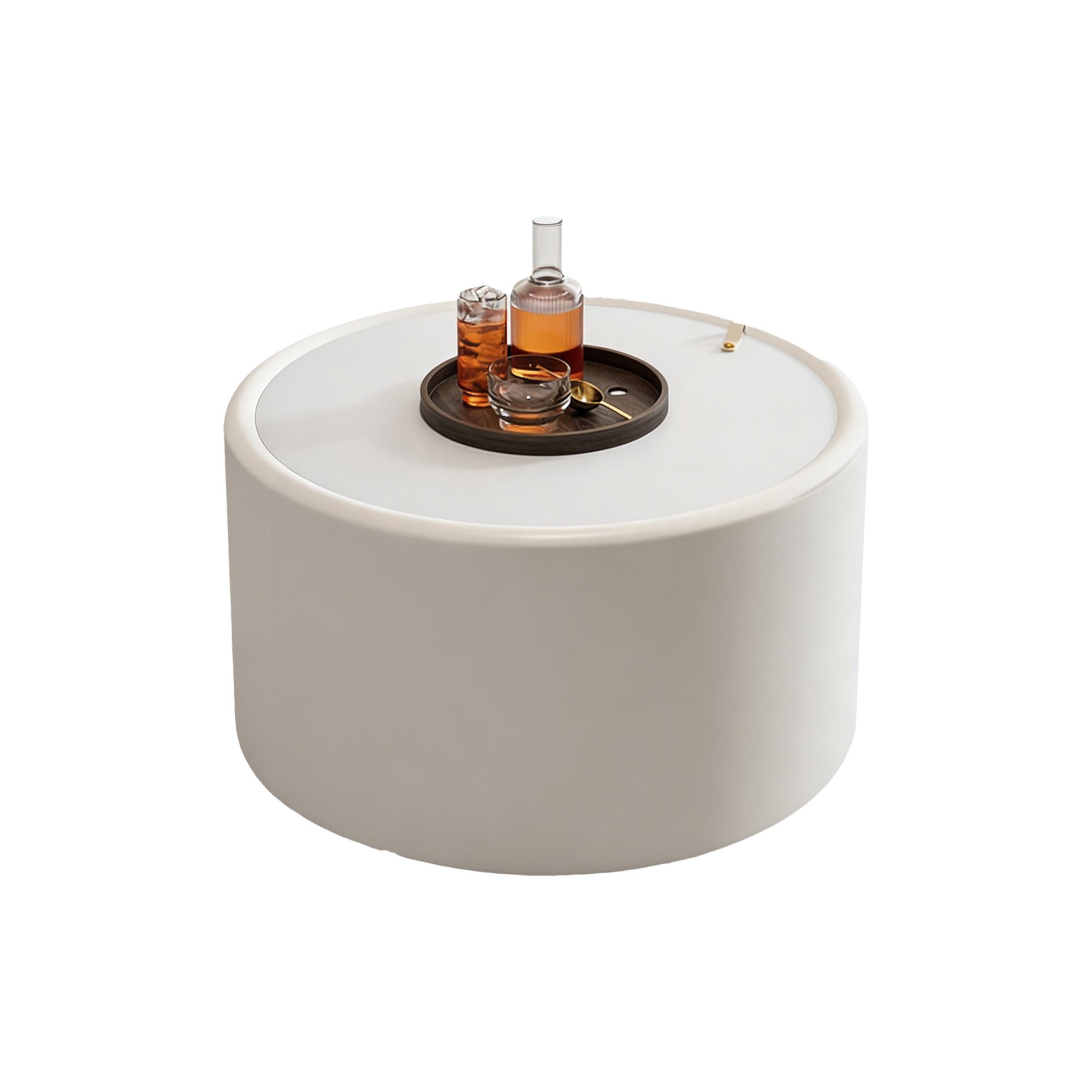 White Round Coffee Table with Tempered Glass Top