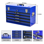 20-Inch Steel Portable Tool Box with Drawers - Tool Storage Box