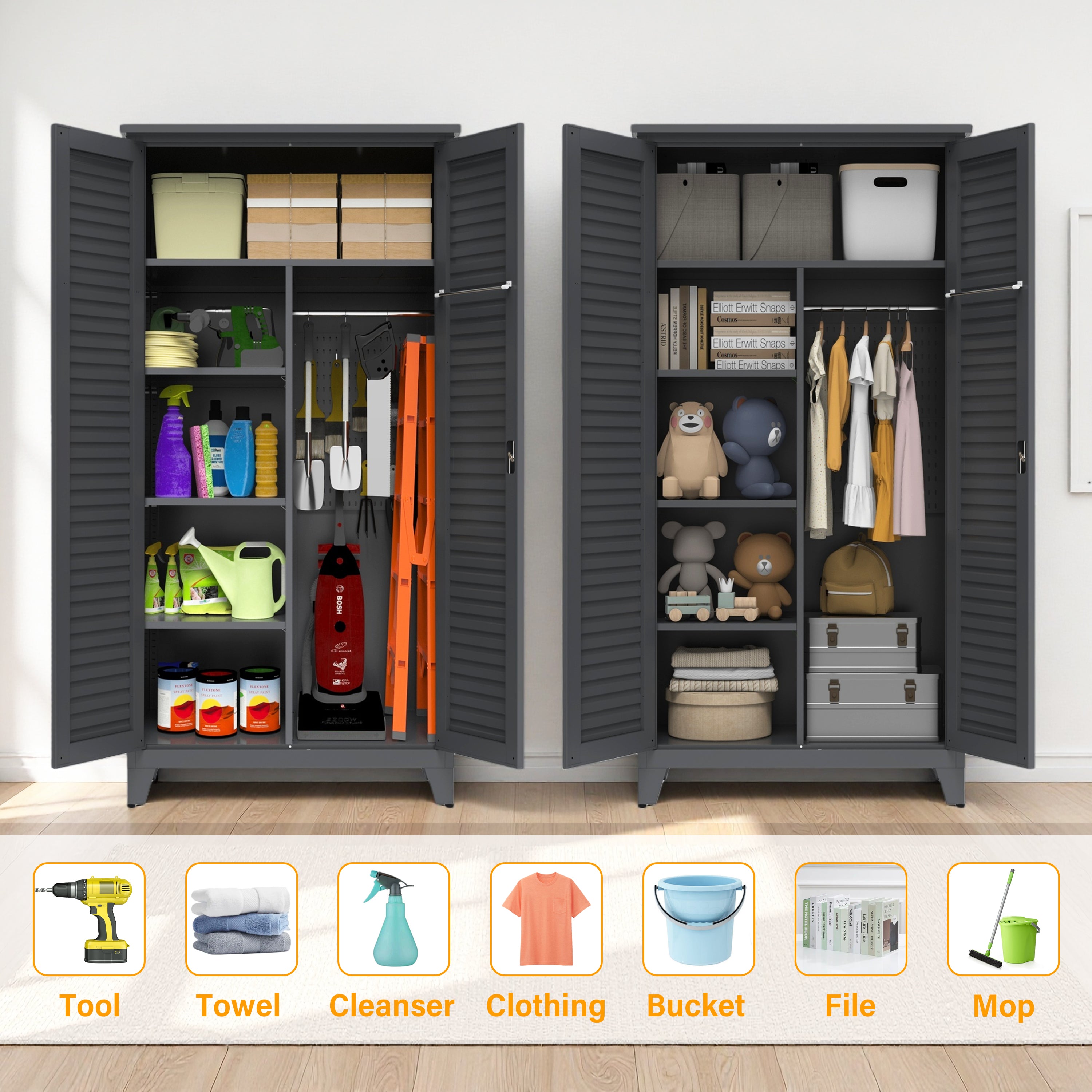 73" Tall Metal Tool Storage Cabinet
