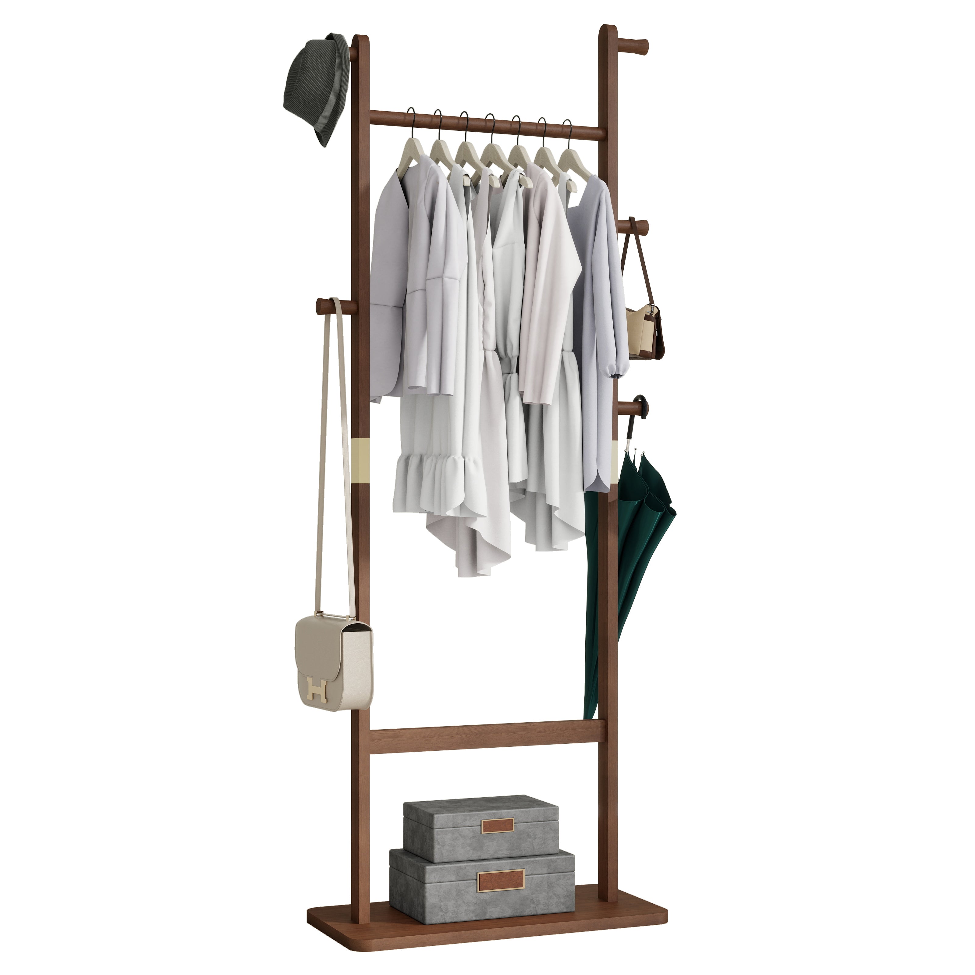 Solid Wood Coat Rack in Walnut