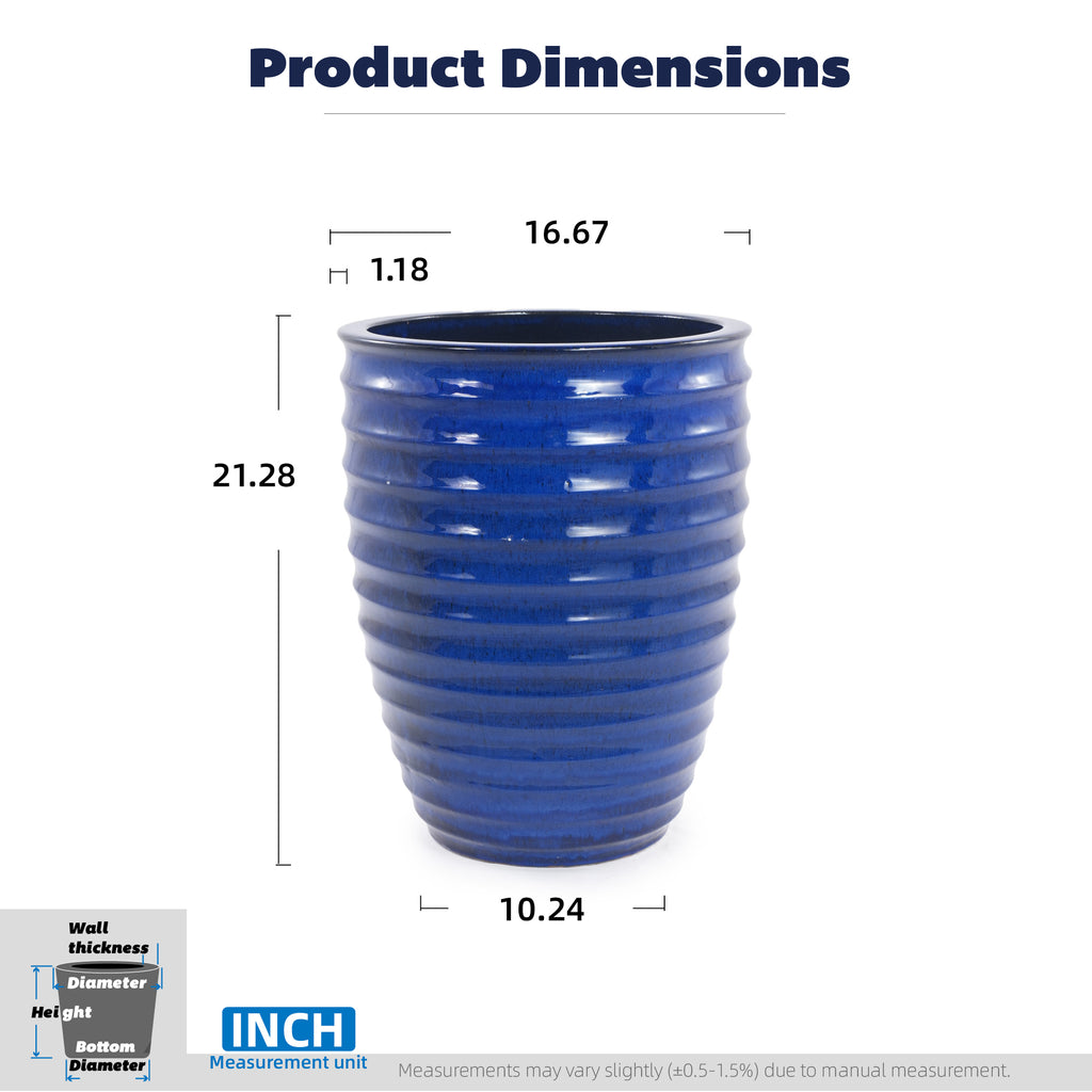 Handmade Sapphire Ceramic Garden Pot