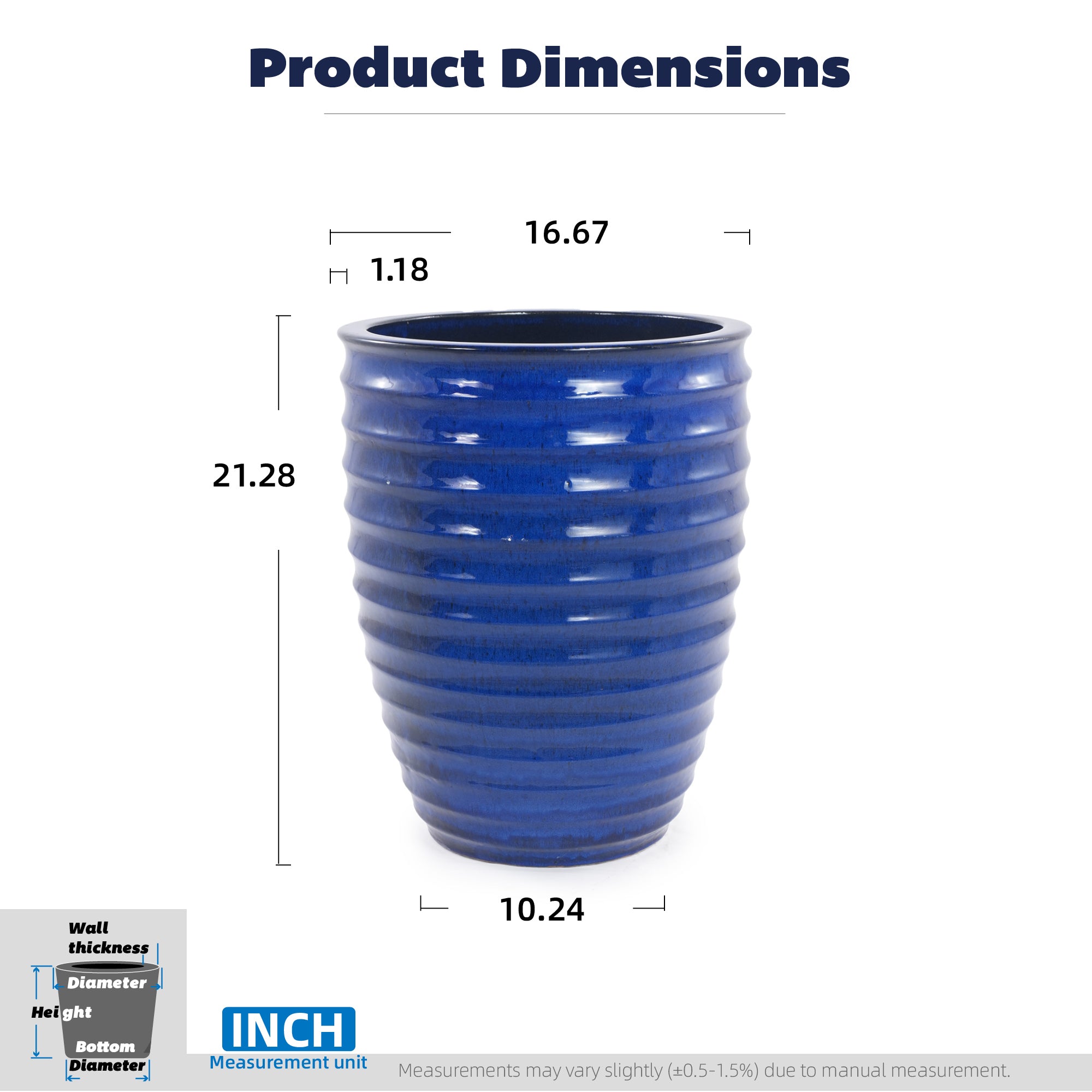 Handmade Sapphire Ceramic Garden Pot