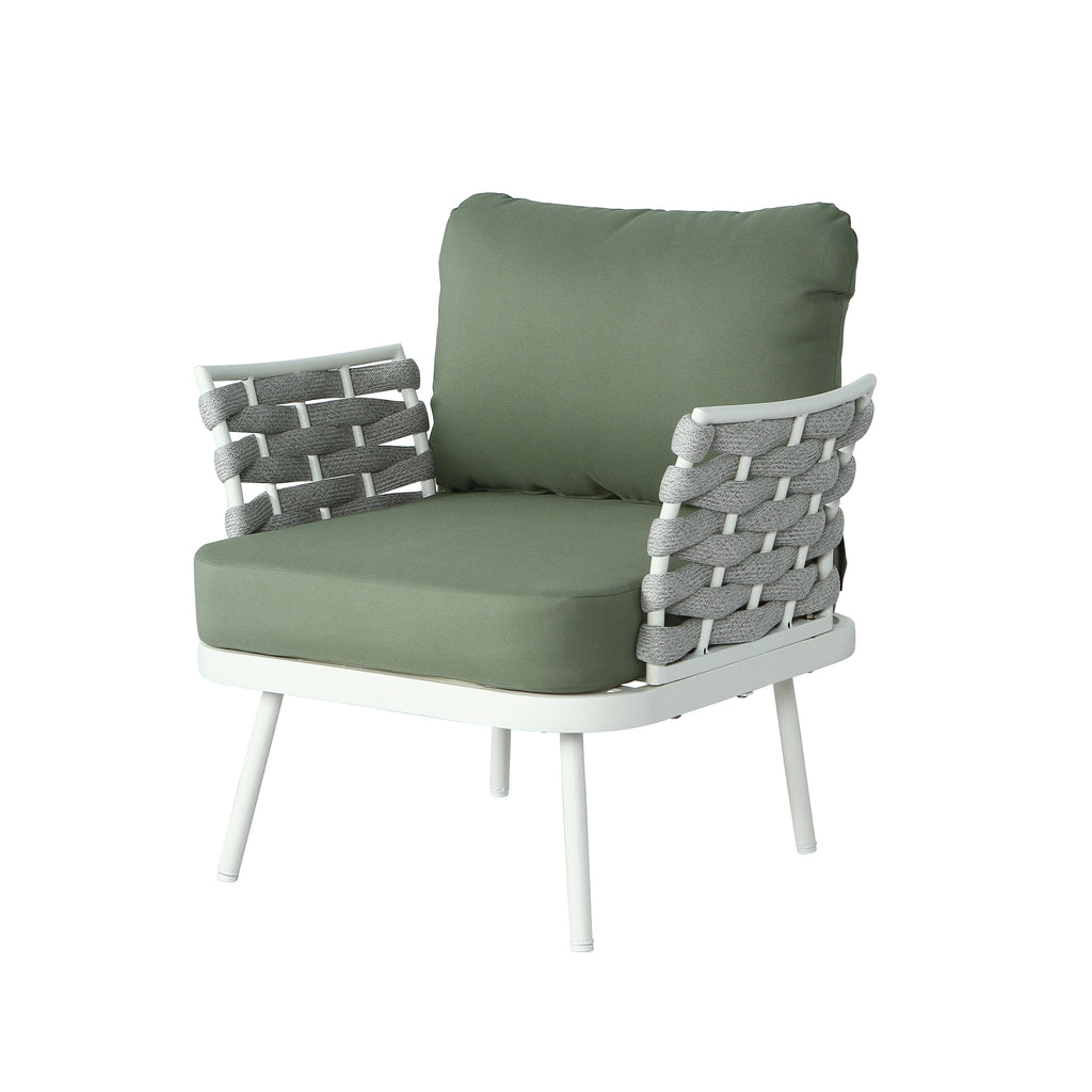 Mariano Steel 4-Pieces Conversation Set - Off White & Green