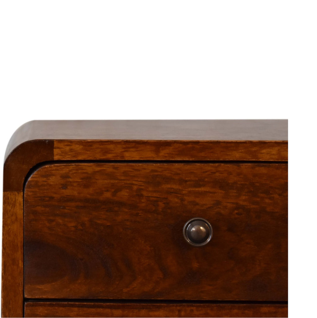 Soli Wood Mini Chestnut Curved Nightstand