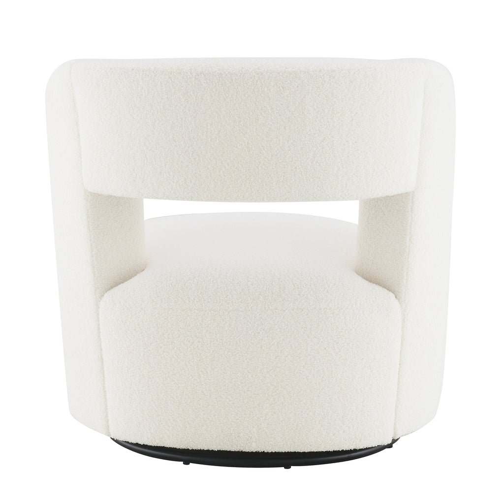 Swivel Barrel Chair with Soft Teddy Fabric