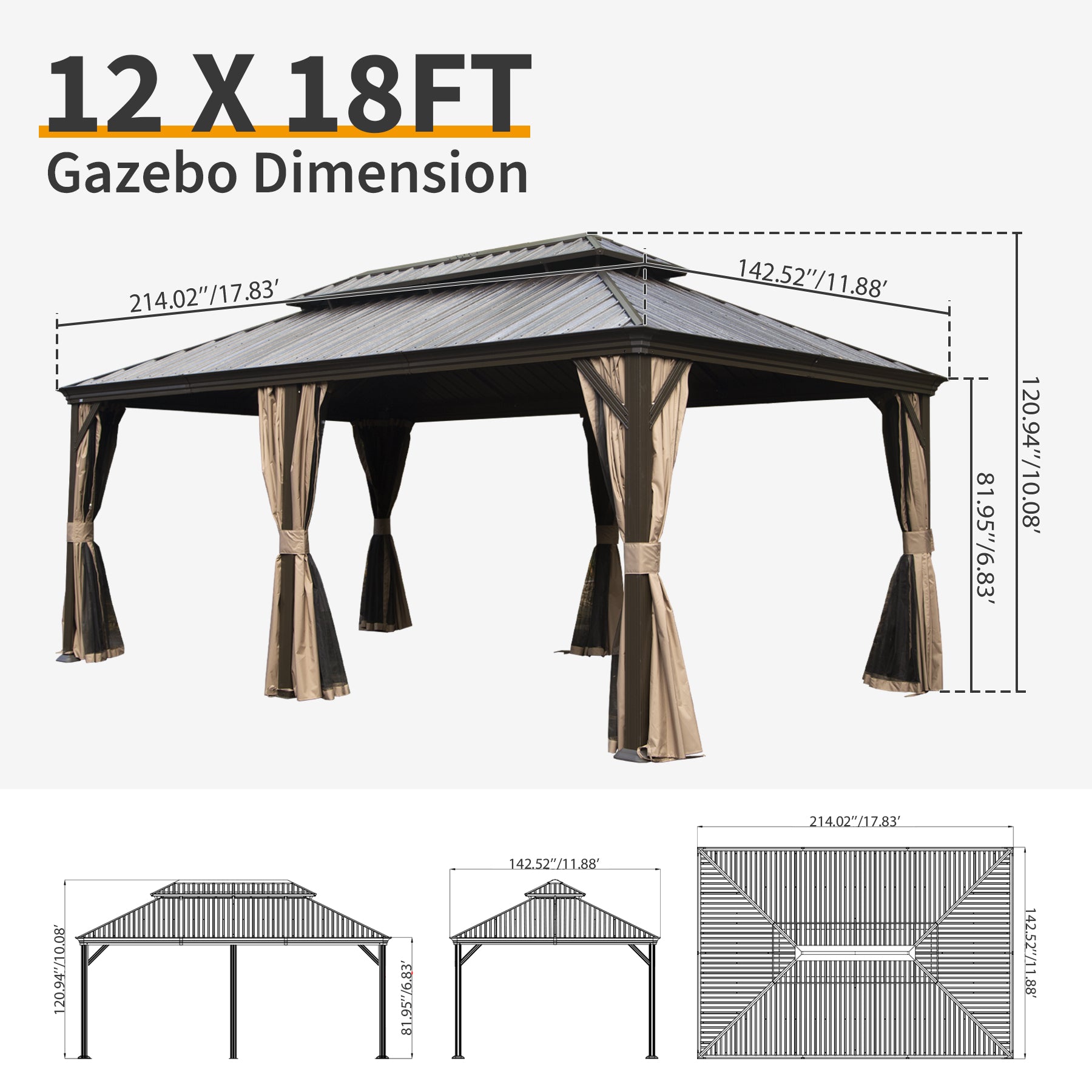 12' X 18' Hardtop Gazebo